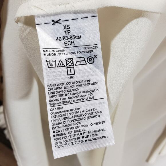 Banana Republic pintuck collar tie keyhole back ivory blouse woman's size XS - Picture 6 of 8